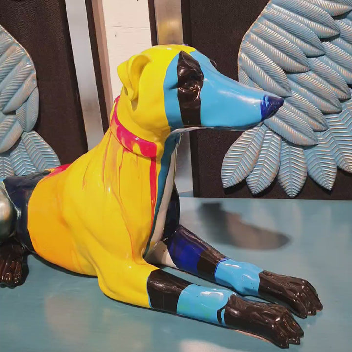 Perro Galgo Multicolor Acostado  H2000-595 C