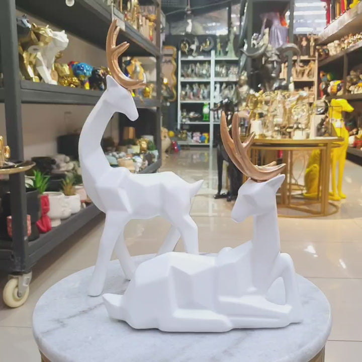 Pareja Ciervos geo Blancos