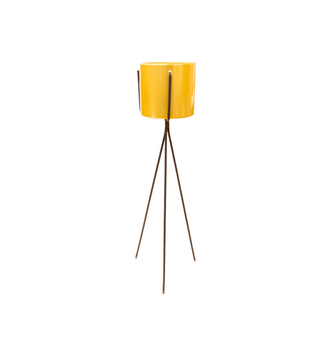 Porta Maceta Dorada Pedestal Negro L