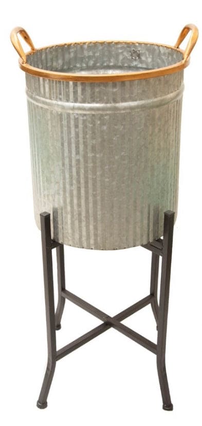 Porta Maceta Plateada con Pedestal Mini 2059