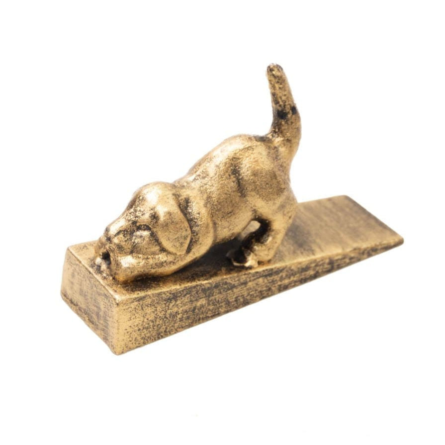 Tope de Puerta Perro Juguetón color Dorado de hierro