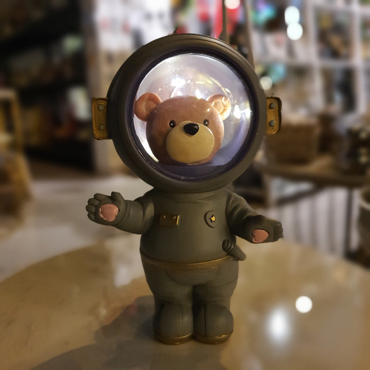 Oso Astronauta con Luz color gris