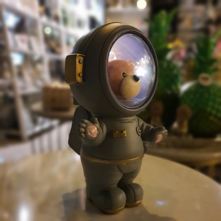 Oso Astronauta con Luz color gris