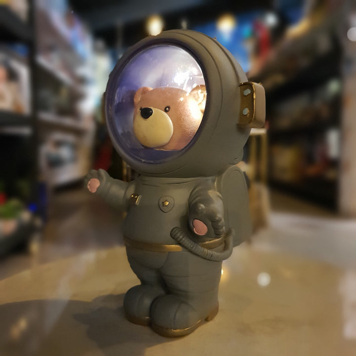 Oso Astronauta con Luz color gris