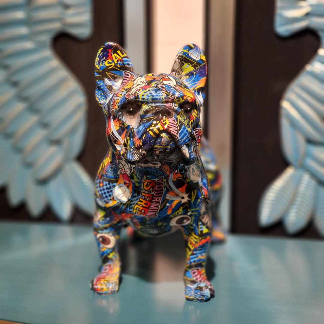 Perro Bulldog Estampado Azul