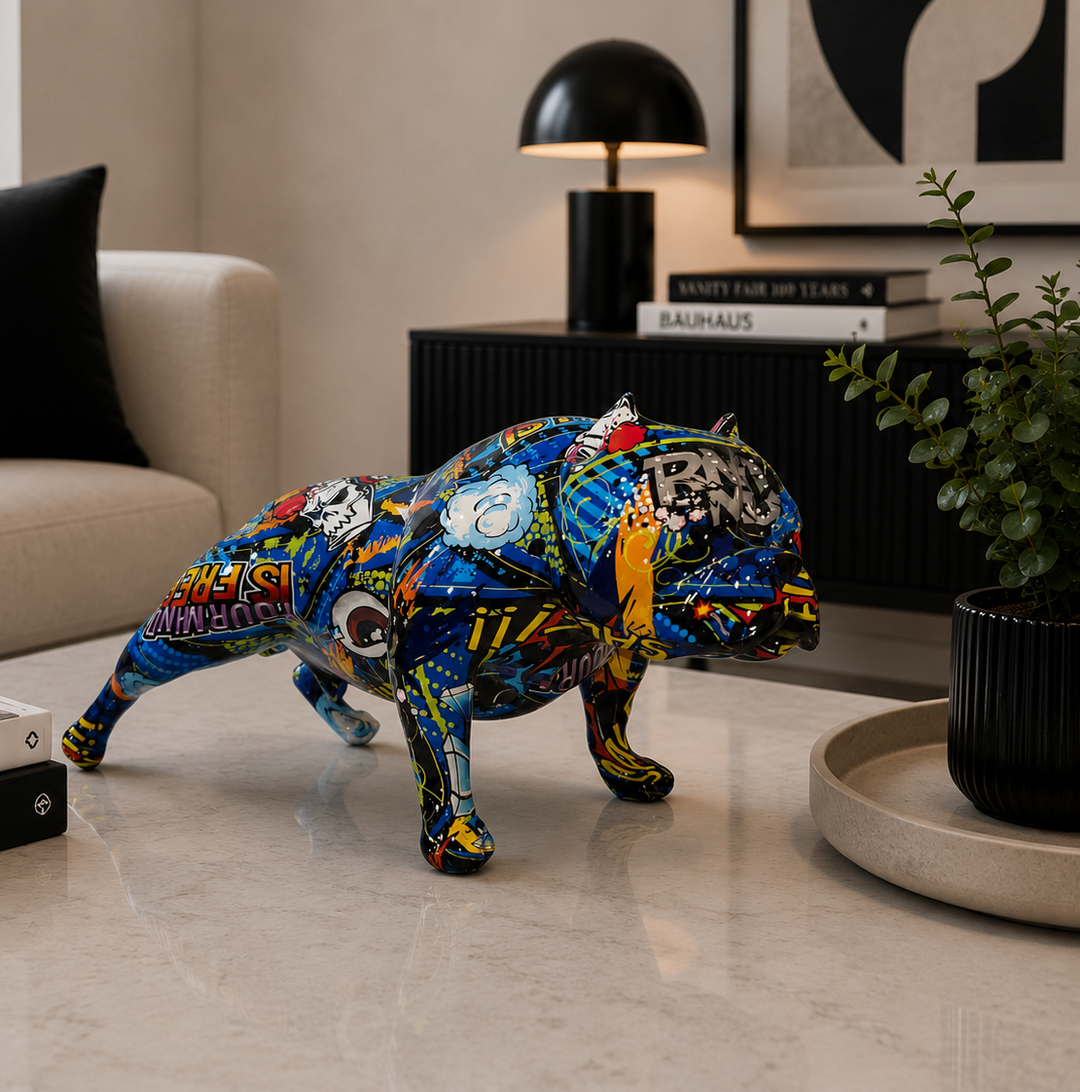 Perro Pitbull Estampado Azul