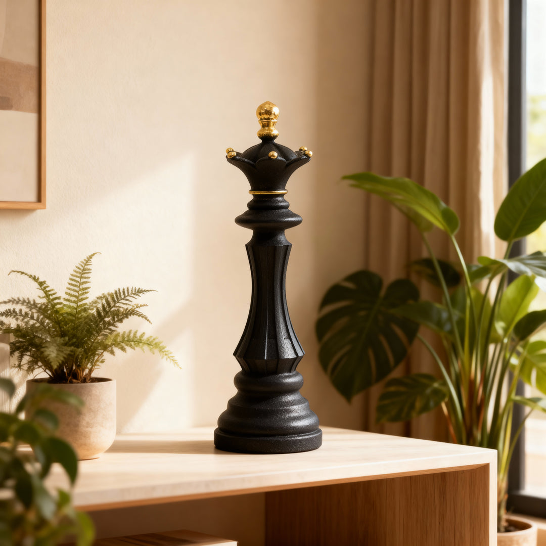 Ajedrez Reina negro y dorado