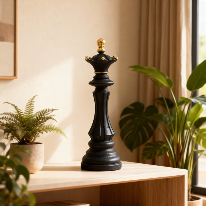 Ajedrez Reina negro y dorado