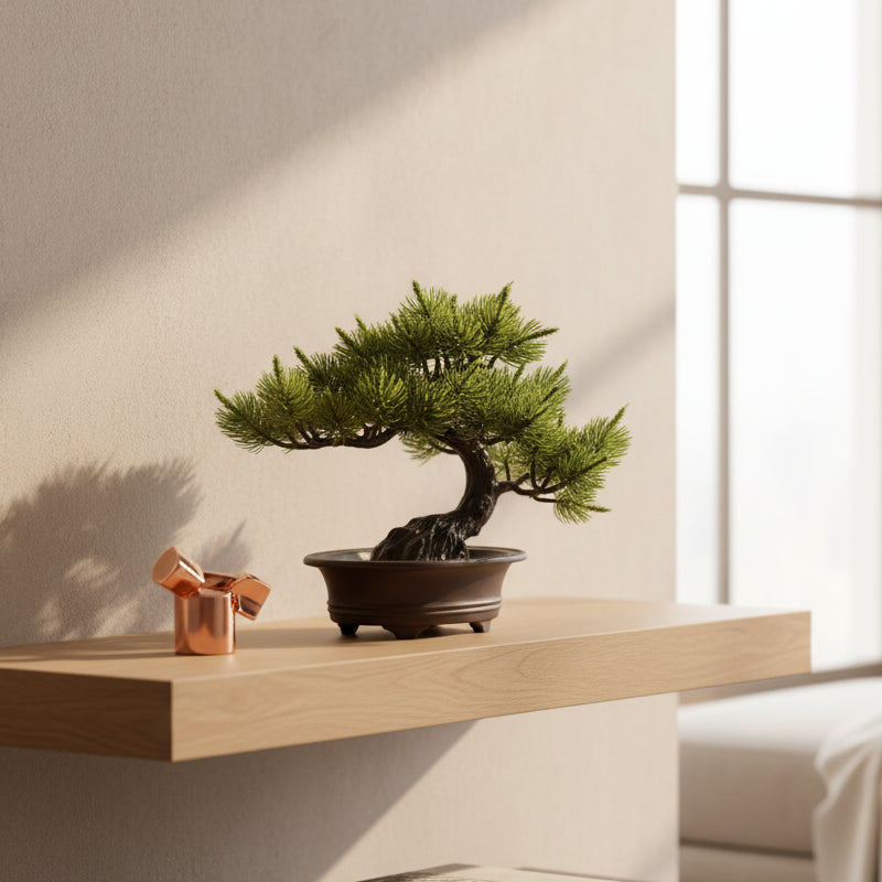 Bonsai Artificial maceta café s