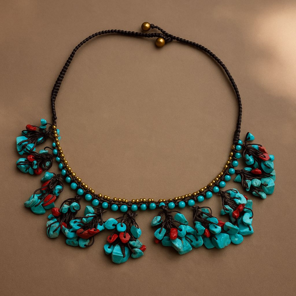 Collar Coral Turquesa y Rojo