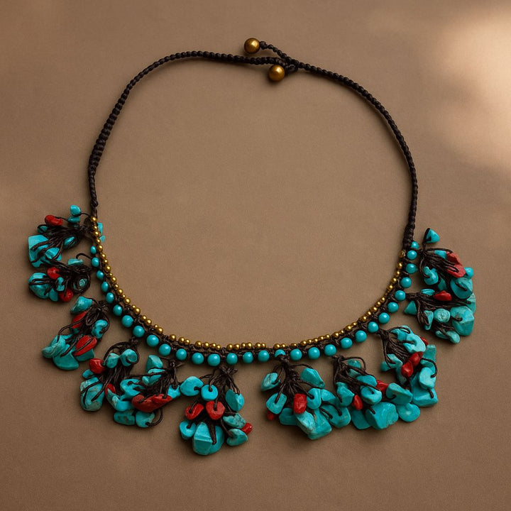 Collar Coral Turquesa y Rojo
