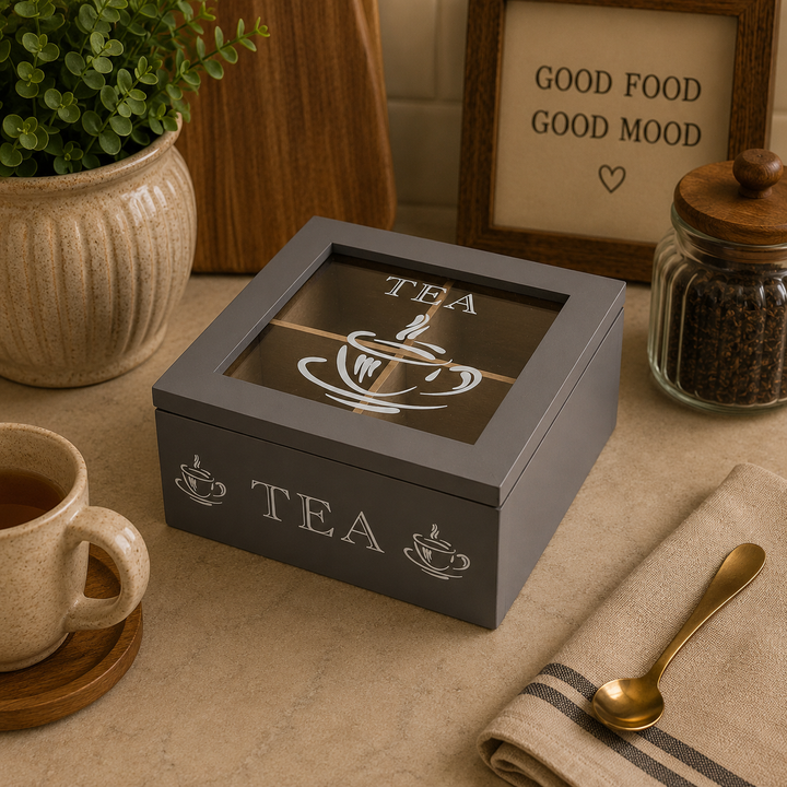 Caja de Te gris 4 espacios