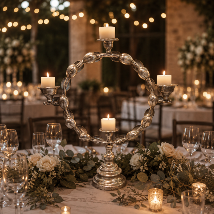 Candelabro 4 Velas Plateado