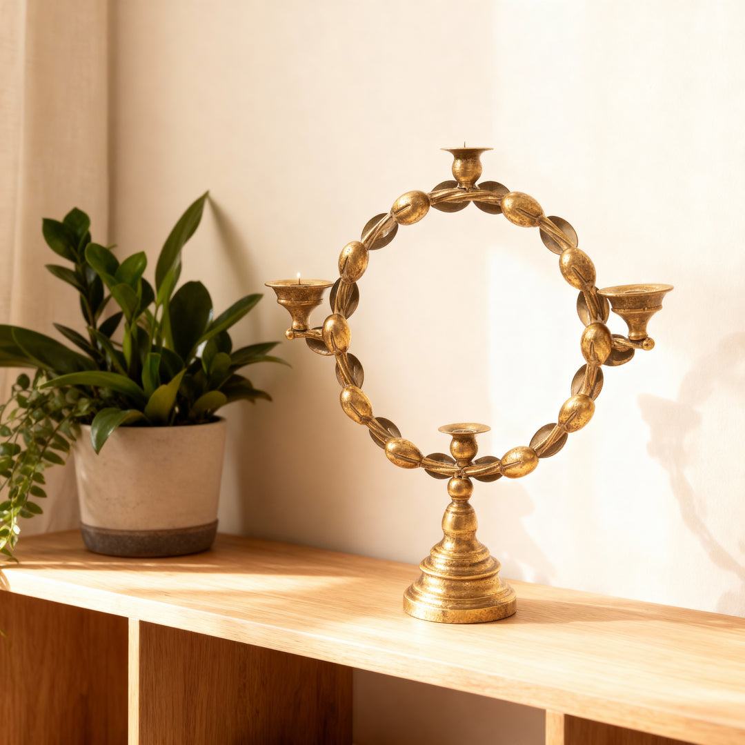 Candelabro 4 Velas color Dorado