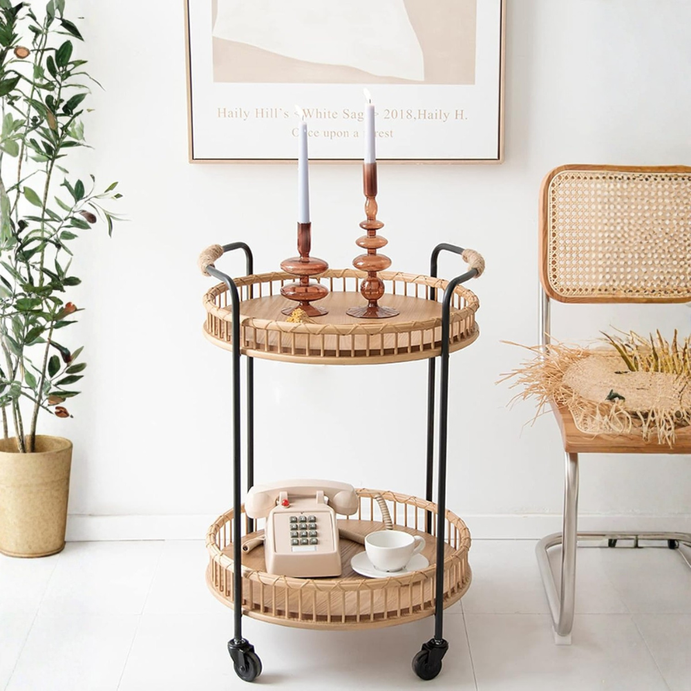 Carrito Ruedas Bar Madera