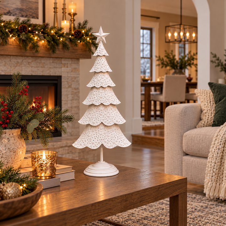 Arbol Navideño blanco de metal