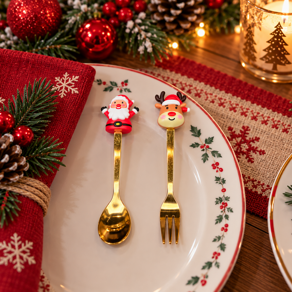 Set Cuchara y Tenedor Navideño