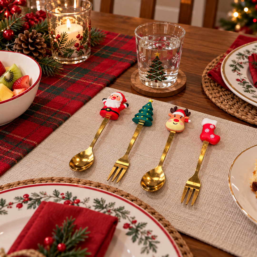 Set de 4 Cubiertos Navideños