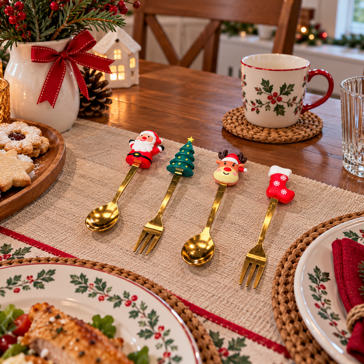Set de 4 Cubiertos Navideños