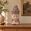 Busto de buda con corona y detalles turquesa