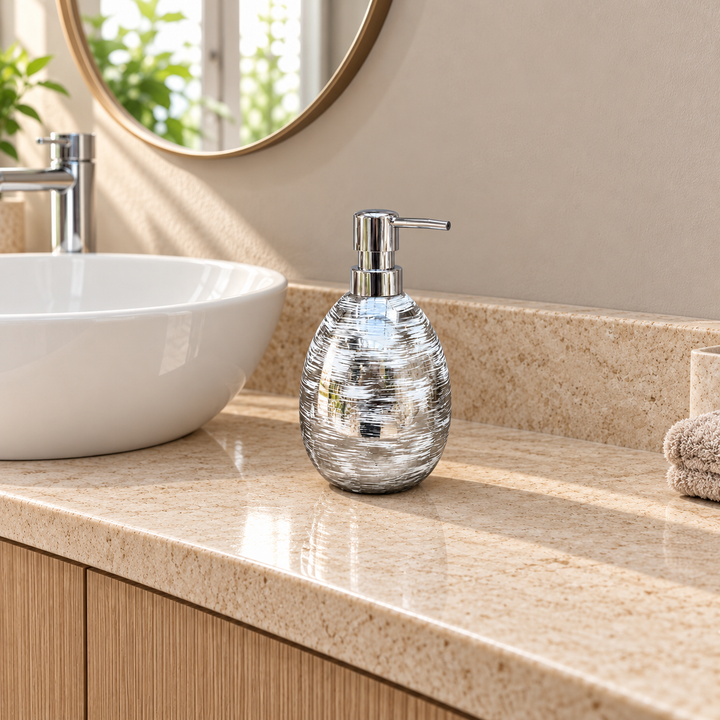 Accesorios de baño plateado con líneas blancas Dispensador 