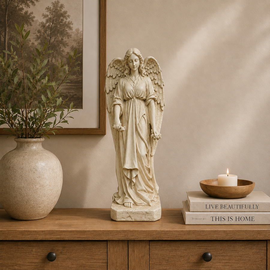 Adorno Angel con rosas CASONA DECO