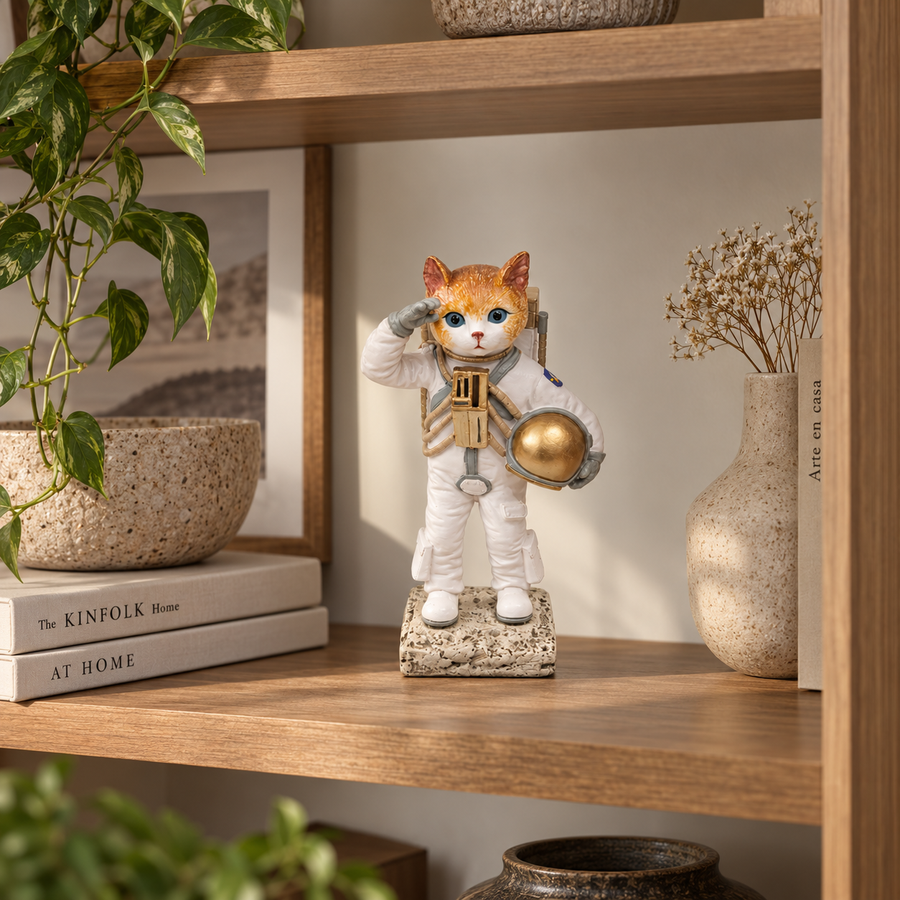 Adorno Gato Astronauta dorado CASONA DECO 