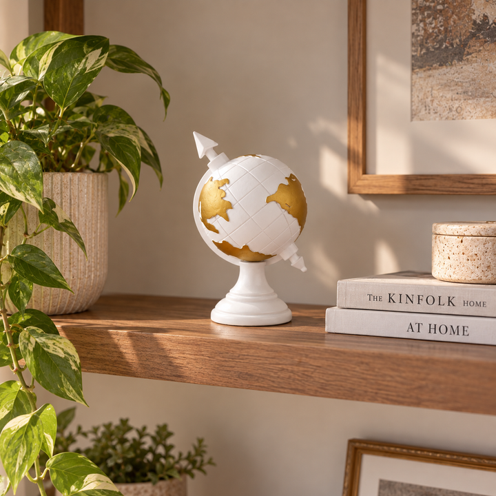 Adorno Globo Terráqueo blanco CASONA DECO