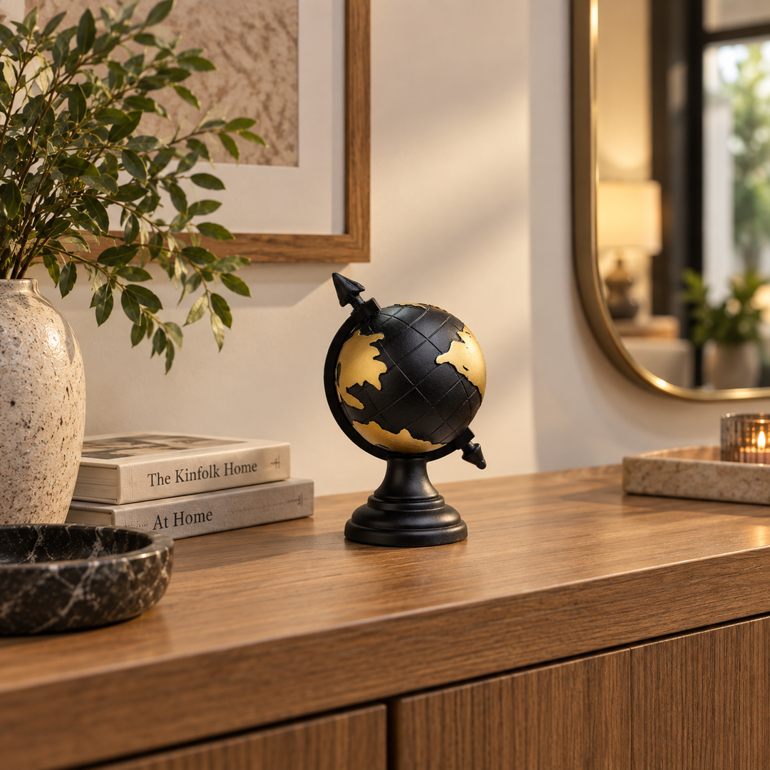 Adorno Globo terráqueo Negro CASONA DECO 