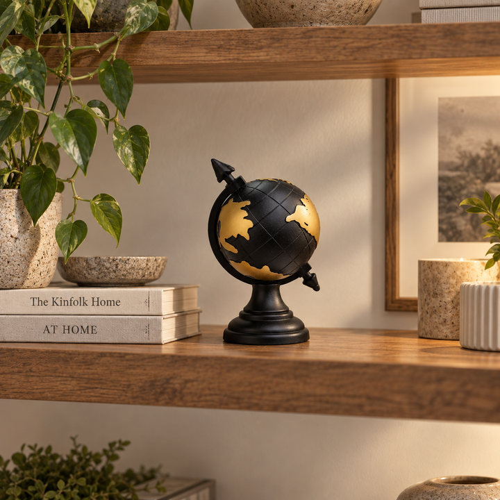 Adorno Globo terráqueo Negro CASONA DECO 