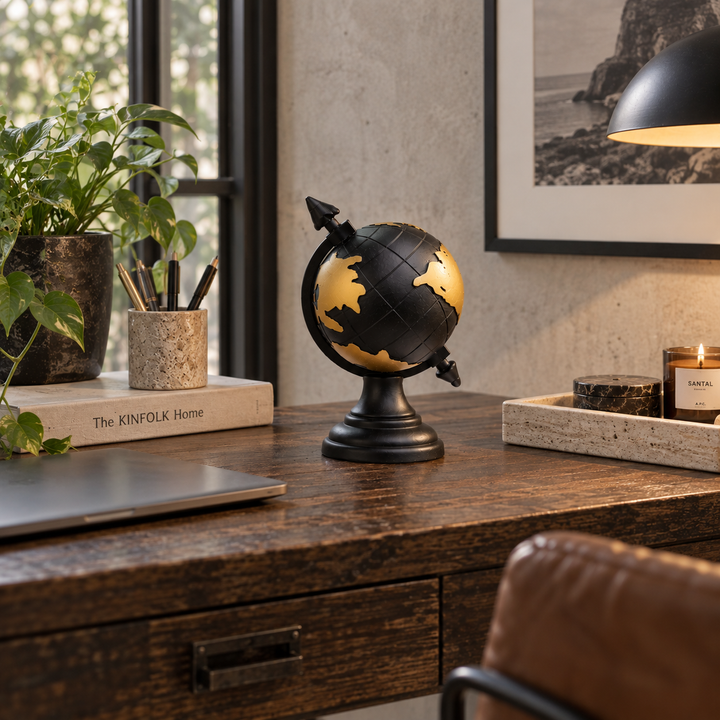 Adorno Globo terráqueo Negro CASONA DECO 