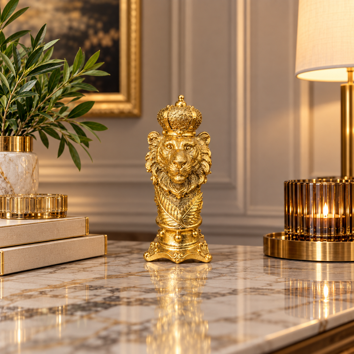 Adorno Leon dorado con Corona CASONA DECO 