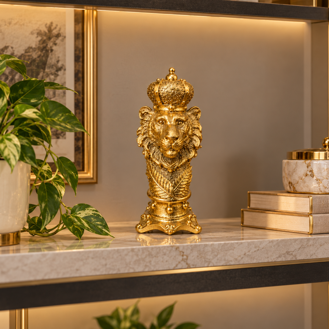 Adorno Leon dorado con Corona CASONA DECO 