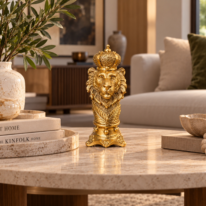Adorno Leon dorado con Corona CASONA DECO 