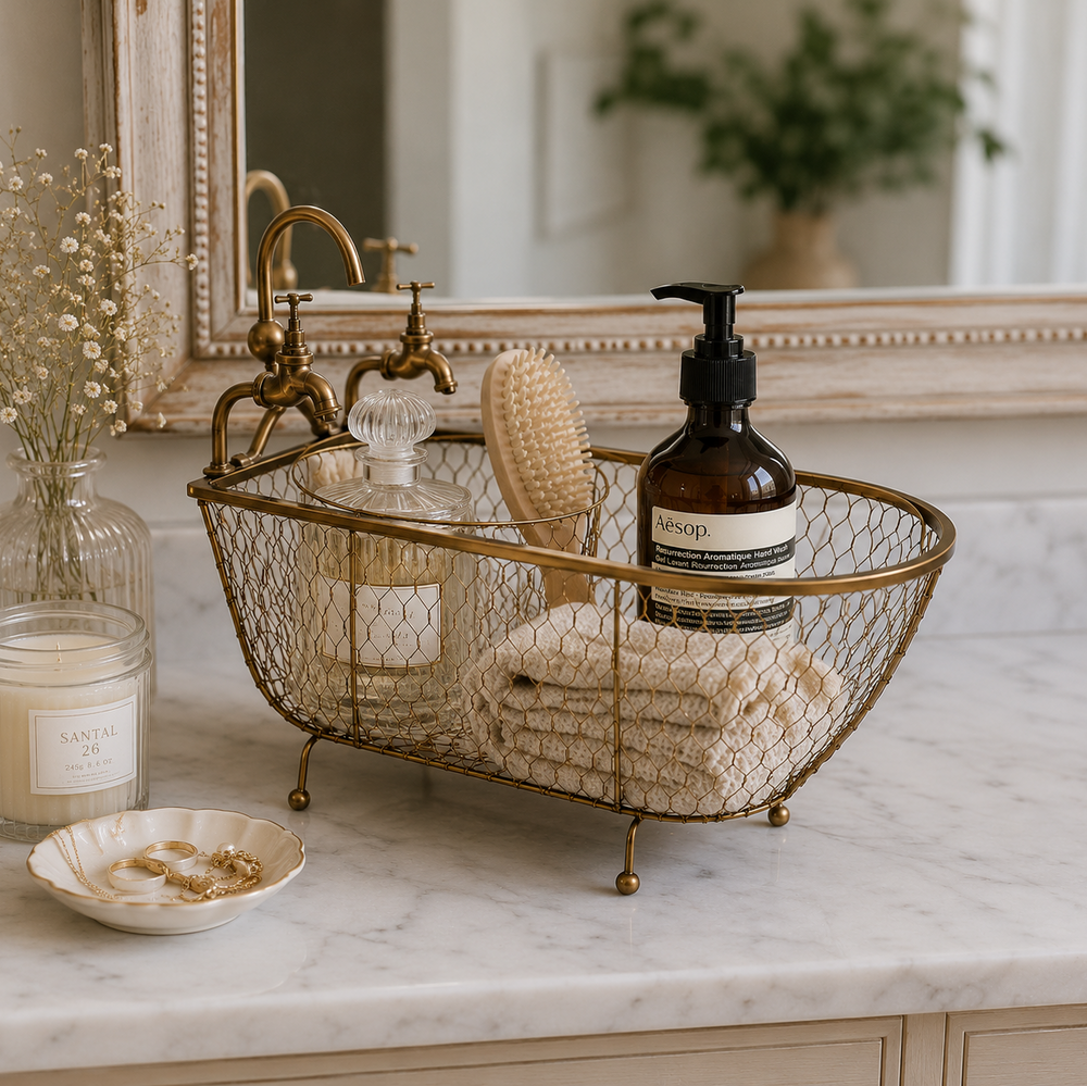 Adorno Organizador tina estilo vintage metálico 