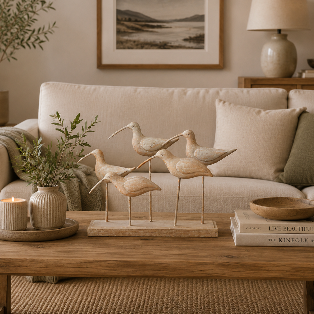 Adorno Pájaros Decorativos Beige CASONA DECO