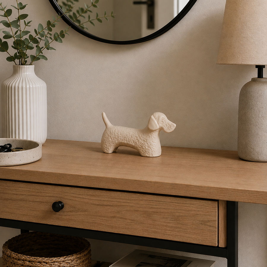 Adorno Perro Salchicha pequeño beige CASONA DECO