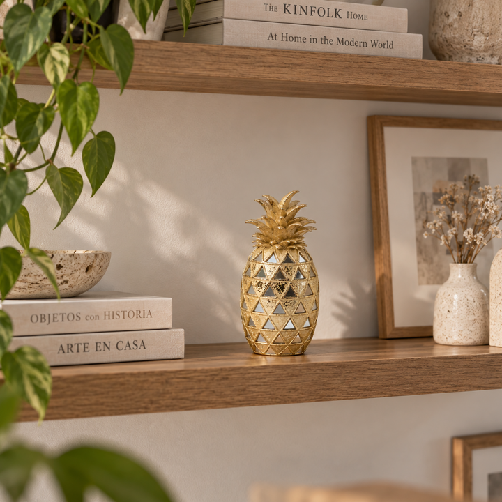 Adorno Piña dorada con espejos CASONA DECO