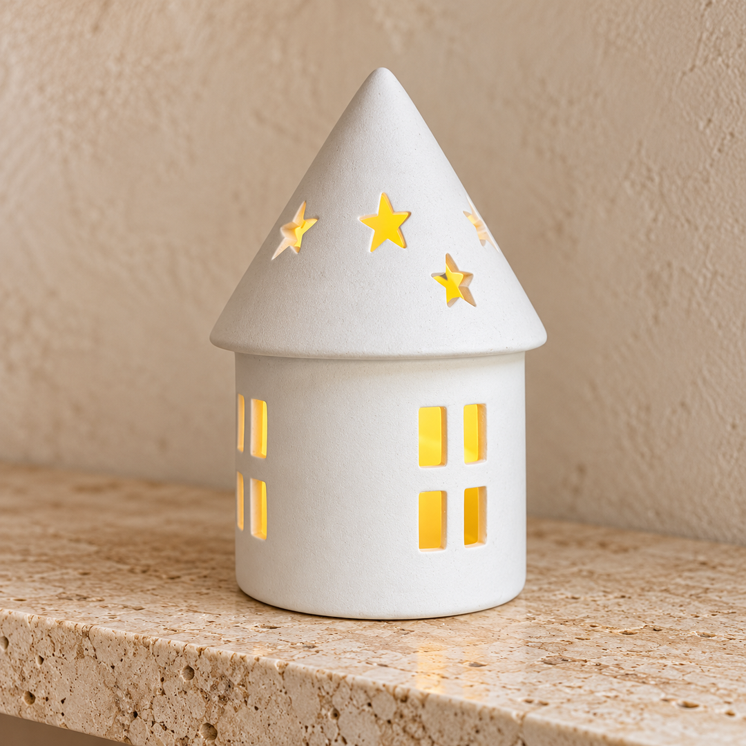Adorno casita calada con estrellas - detalle