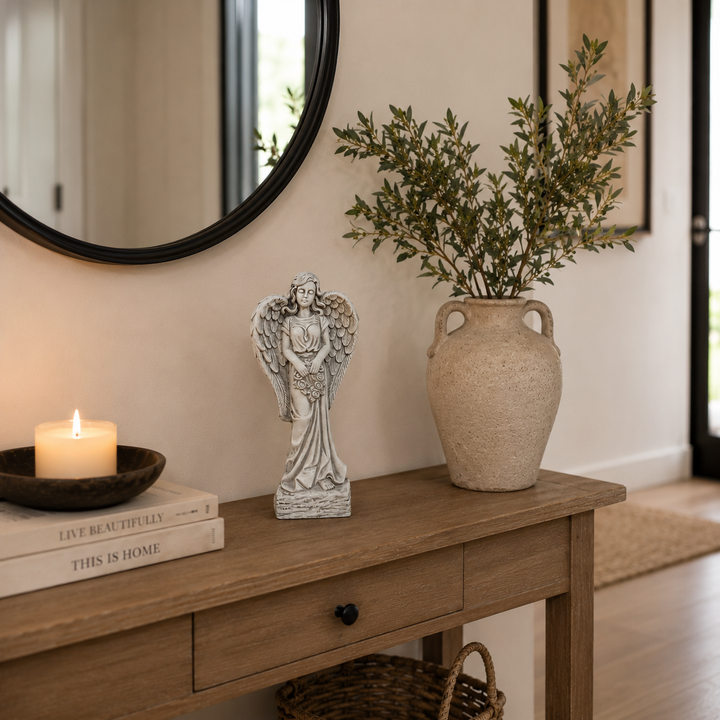 Adorno Ángel con flores gris CASONA DECO decoración 