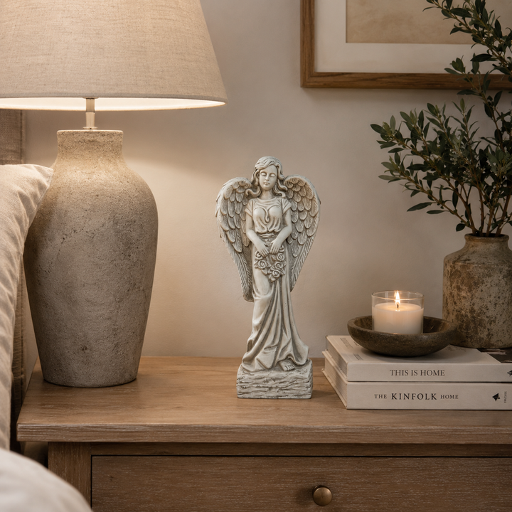 Adorno Ángel con flores gris CASONA DECO decoración 