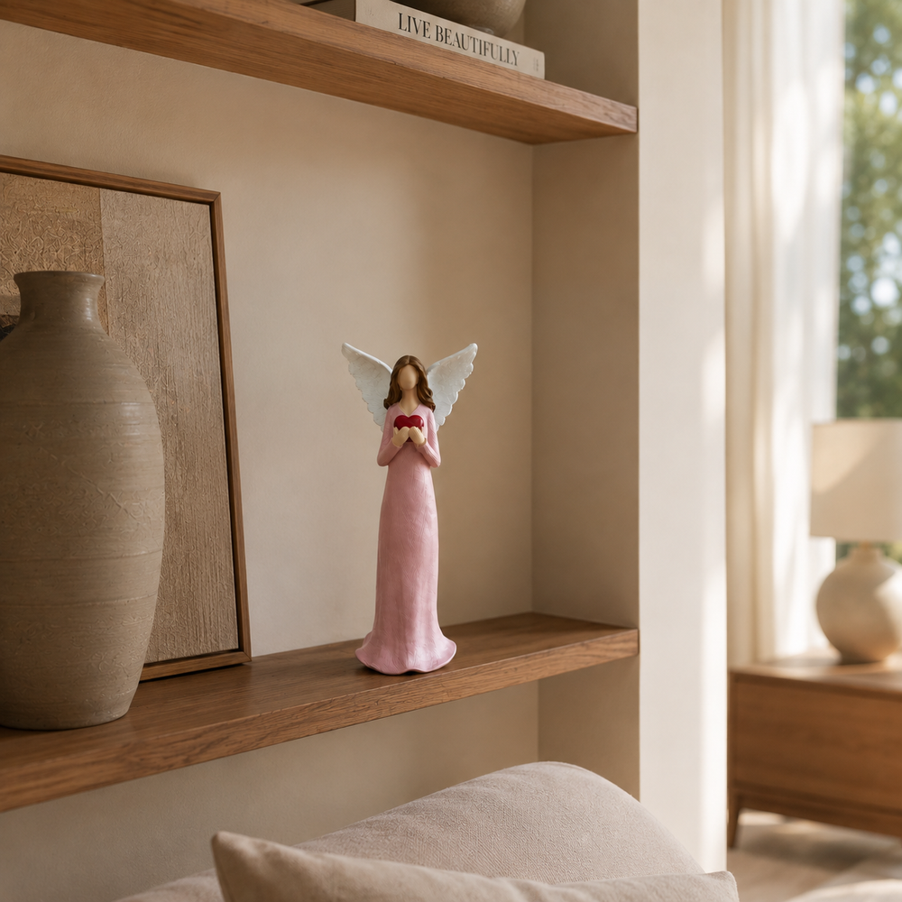 Adorno Ángel rosado corazon rojo CASONA DECO decoración 
