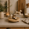 Bandeja decorativa redonda beige