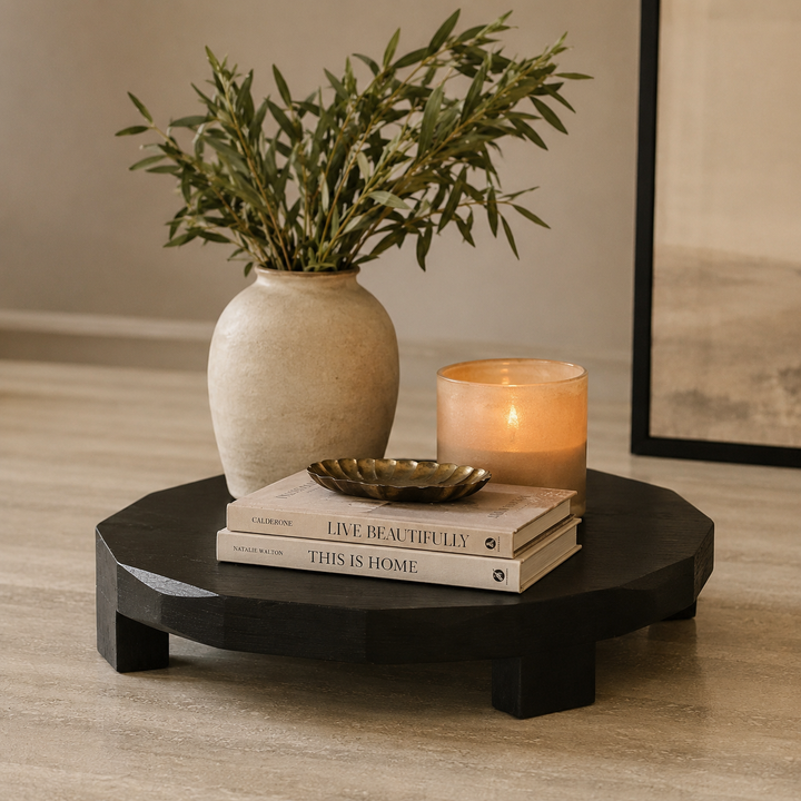 Bandeja negra geométrica con patas CASONA DECO decoración 