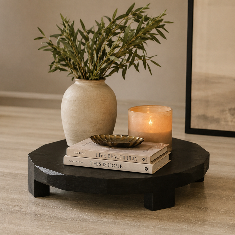 Bandeja negra geométrica con patas CASONA DECO decoración 