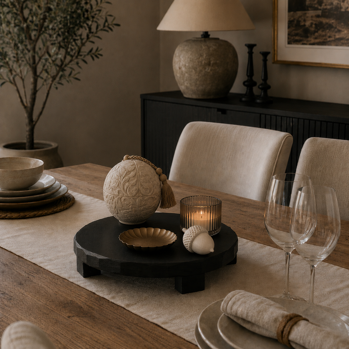 Bandeja negra geométrica con patas CASONA DECO decoración 