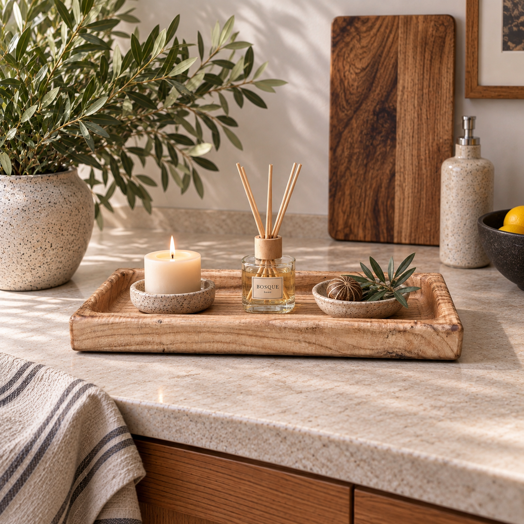 Bandeja rectangular de madera eucaliptus CASONA DECO 
