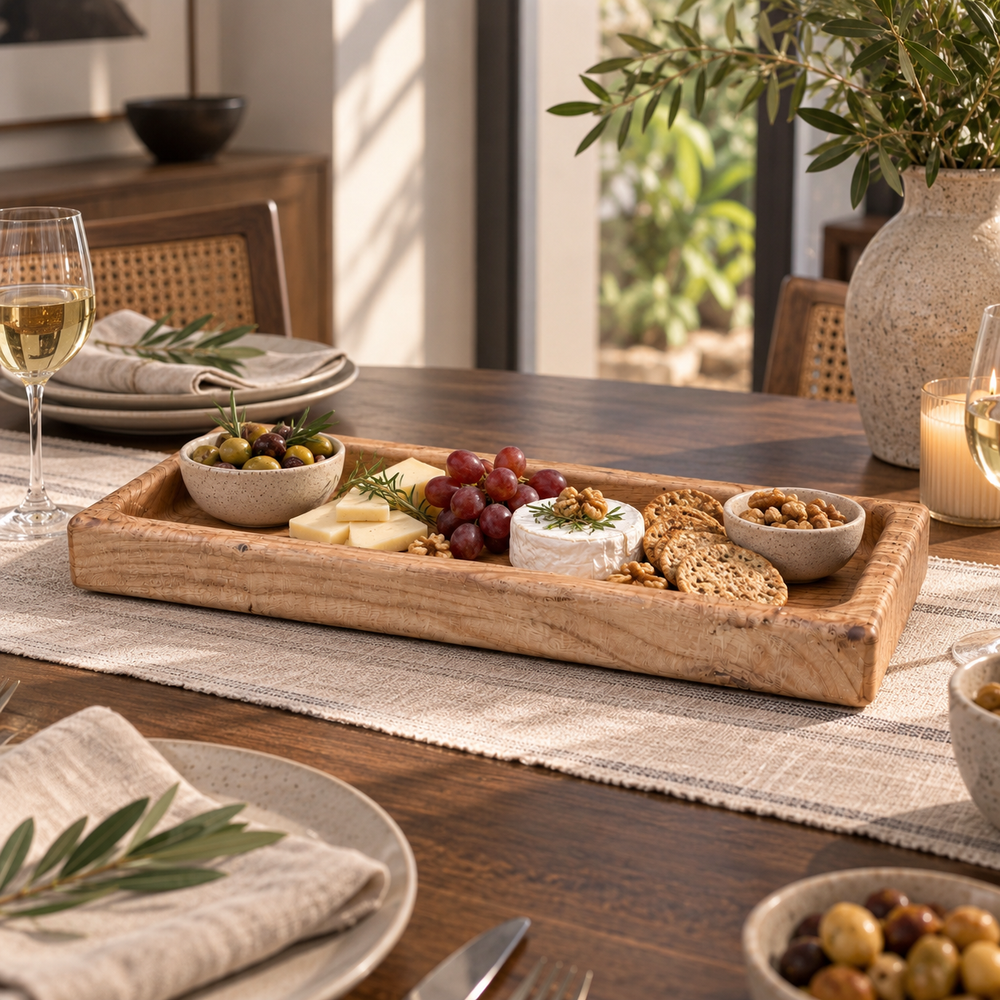 Bandeja rectangular de madera eucaliptus CASONA DECO 