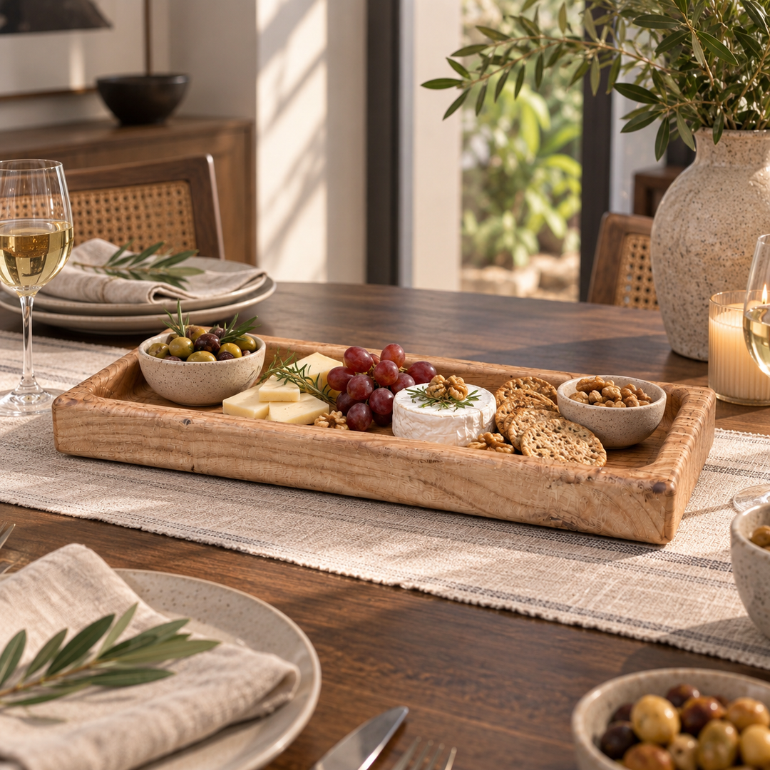 Bandeja rectangular de madera eucaliptus CASONA DECO 