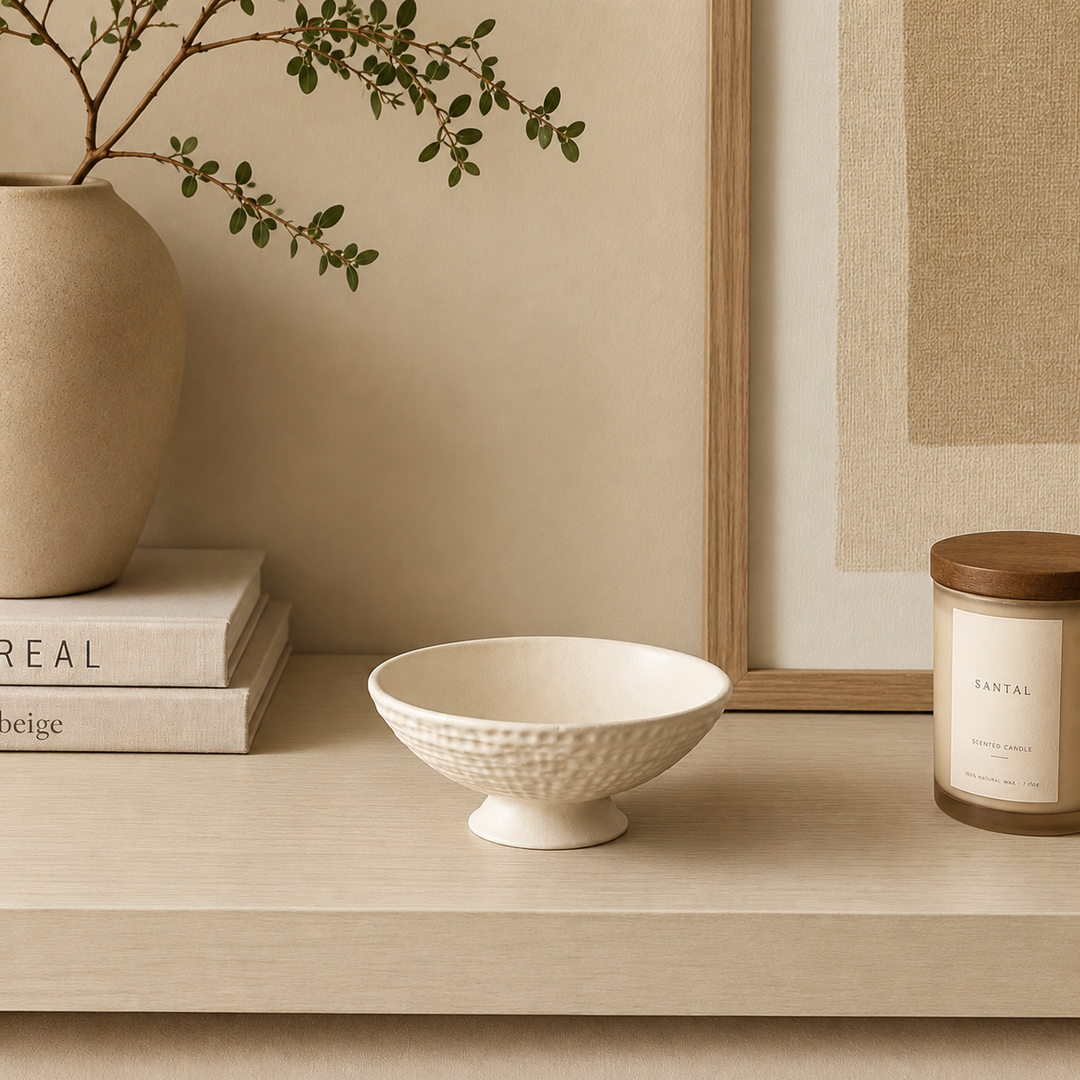 Bowl Decorativo Beige con Base Texturizada CASONA DECO decoración 